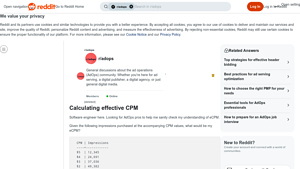 Screenshot of Calculating effective CPM : r/adops - Reddit