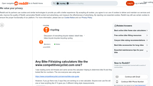Screenshot of Any Bike Fit/sizing calculators like the www.competitivecyclist.com ...