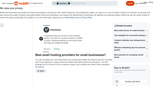 Screenshot of Best email hosting providers for small businesses? - Reddit
