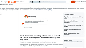 Screenshot of How to calculate the cost of finished goods when raw material prices ...