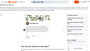 Screenshot of Your favorite retirement calculator? : r/DaveRamsey - Reddit