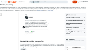 Screenshot of Best CRM tool for non profits - Reddit