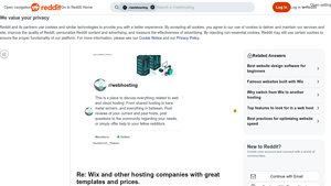 Screenshot of Re: Wix and other hosting companies with great templates and prices.
