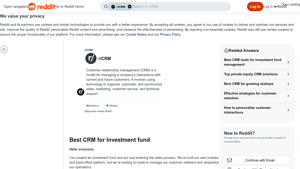 Screenshot of Best CRM for Investment fund - Reddit