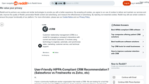 Screenshot of User-Friendly HIPPA-Compliant CRM Recommendation ... - Reddit