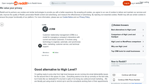 Screenshot of Good alternative to High Level? : r/CRM - Reddit