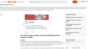 Screenshot of I'm new to web hosting, are these GoDaddy prices normal or high?