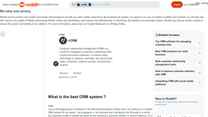 Screenshot of What is the best CRM system - Reddit