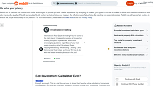 Screenshot of Best Investment Calculator Ever? : r/realestateinvesting - Reddit