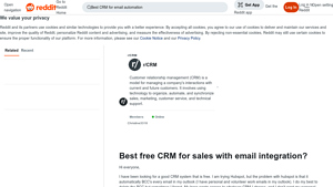 Screenshot of Best free CRM for sales with email integration? - Reddit