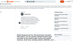 Screenshot of Helpful Engineering Tool: Structural beam calculator (free ... - Reddit