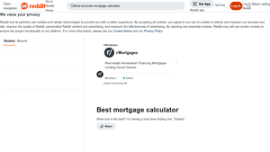 Screenshot of Best mortgage calculator - Reddit
