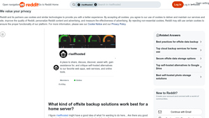 Screenshot of What kind of offsite backup solutions work best for a home server?