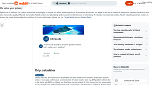 Screenshot of Drip calculator : r/dividends - Reddit
