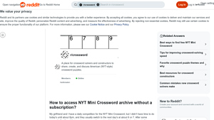 Screenshot of How to access NYT Mini Crossword archive without a subscription?