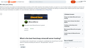 Screenshot of What is the best free/cheap minecraft server hosting? - Reddit