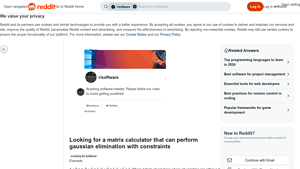 Screenshot of Looking for a matrix calculator that can perform gaussian elimination ...