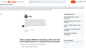 Screenshot of Need a simple CRM that's basically a little more than just Google ...