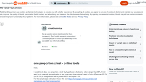 Screenshot of one proportion z test - online tools : r/AskStatistics - Reddit