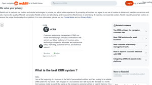 Screenshot of What is the best CRM system - Reddit