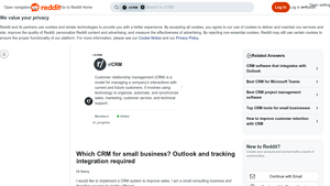 Screenshot of Which CRM for small business? Outlook and tracking integration ...