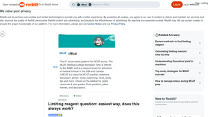 Screenshot of Limiting reagent question: easiest way, does this always work? : r/Mcat