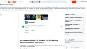 Screenshot of I created ChemApp - an app that can do reaction stoichiometry and ...