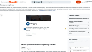 Screenshot of Which platform is best for getting started? : r/Blogging - Reddit