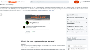 Screenshot of What's the best crypto exchange platform? : r/CryptoMarkets - Reddit