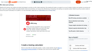 Screenshot of I made a towing calculator : r/RVLiving - Reddit