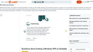 Screenshot of Questions about hosting a Windows VPS on Godaddy - Reddit
