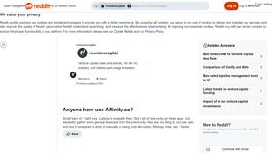 Screenshot of Anyone here use Affinity.co? : r/venturecapital - Reddit