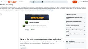 Screenshot of What is the best free/cheap minecraft server hosting? - Reddit