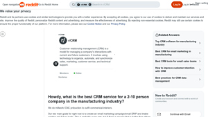 Screenshot of Howdy, what is the best CRM service for a 2-10 person company in ...