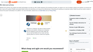 Screenshot of What cheap and agile crm would you recommend? : r/startups - Reddit