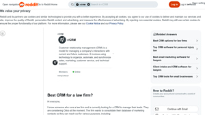 Screenshot of Best CRM for a law firm? - Reddit