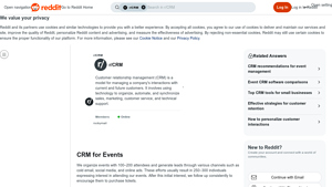 Screenshot of CRM for Events - Reddit