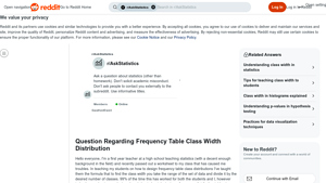 Screenshot of Question Regarding Frequency Table Class Width Distribution
