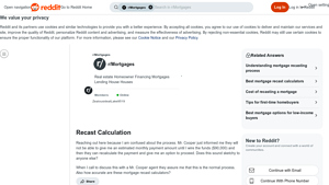 Screenshot of Recast Calculation : r/Mortgages - Reddit