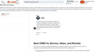 Screenshot of Best CRM For Service, Sales, and Rentals - Reddit
