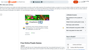 Screenshot of Free Online Puzzle Games : r/CozyGamers - Reddit