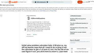 Screenshot of Initial value problem calculator help, ti 84 plus ce. my diff eq teacher ...