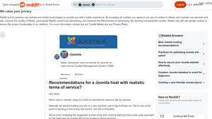 Screenshot of Recommendations for a Joomla host with realistic terms of service?