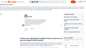 Screenshot of Is there any mathematical software that can give sum of any ... - Reddit