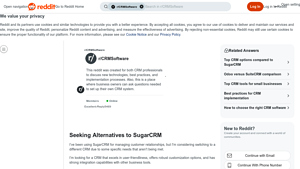 Screenshot of Seeking Alternatives to SugarCRM : r/CRMSoftware - Reddit