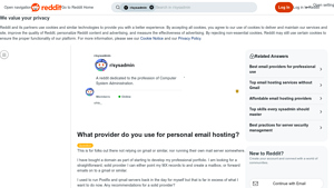 Screenshot of What provider do you use for personal email hosting? : r/sysadmin