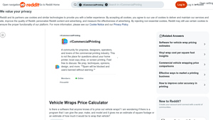 Screenshot of Vehicle Wraps Price Calculator : r/CommercialPrinting - Reddit