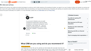 Screenshot of What CRM are you using and do you recommend it? : r/CFP - Reddit