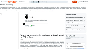 Screenshot of What is my best option for hosting my webapp? Vercel vs VPS vs ...