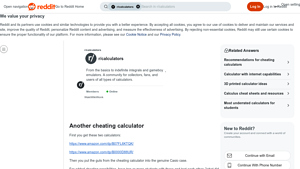 Screenshot of Another cheating calculator - Reddit